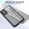 A transparent phone case with a black bumper is shown on a phone. Produktbild-Vorschau