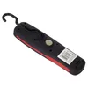 The back of a black and red work light with a hook and a magnetic base. Náhled obrázku produktu