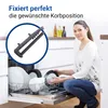 A woman is loading dishes into a dishwasher, with a close-up of a dishwasher rack component shown in a circle. Produktbild-Vorschau
