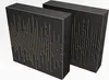 Two black acoustic panels with a slotted pattern are shown against a white background. Podgląd zdjęcia produktu