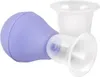 A purple bulb and two clear funnel-shaped attachments for a breast pump. Náhled obrázku produktu