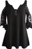 ASKSA Damen Blusen T-Shirt Schulterfrei V-Ausschnitt Tops Produktbild-Vorschau 2