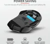 The underside of a wireless mouse showing the battery compartment and USB receiver, with marketing text and icons. Produktbild-Vorschau