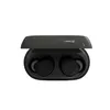 A pair of black wireless earbuds in their open charging case, presented against a plain white background. Voir les images du produit