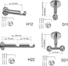 A collage of four different curtain rod brackets with dimensions and labels. Produktbild-Vorschau