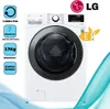 Promotional image featuring an LG washing machine with various feature callouts. Náhľad obrázku produktu