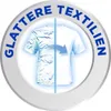 A circular graphic showing a t-shirt split down the middle. The left side is crumpled and the right side is smooth, with an arrow indicating the transition. Text surrounds the graphic. Anteprima dell’immagine prodotto