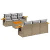 7-tlg. Garten-Sofagarnitur mit Kissen Beige Poly Rattan Produktbild-Vorschau 1
