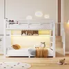 Poschodová posteľ 140 x 200 cm s LED osvetlením, schodiskom Náhľad obrázku produktu 2