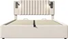 A bed frame with a headboard and integrated reading lights. Náhled obrázku produktu
