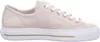 A side view of a single beige sneaker with white laces and gold eyelets, set against a white background. Produktbild-Vorschau