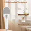 A product image showcasing a handheld steamer with instructional graphics. Produktbild-Vorschau