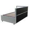 A product shot of a bed frame with a headboard. Produktbild-Vorschau