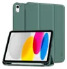 A green tablet case with a tablet inside, propped up in a stand position. The tablet screen displays a colorful abstract image. Náhľad obrázku produktu