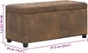 A brown ottoman with dimensions indicated by measurement lines and text. Voir les images du produit