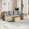 6-tlg. Garten-Sofagarnitur mit Kissen Beige Poly Rattan Produktbild-Vorschau 2