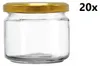 A clear glass jar with a gold lid, presented on a white background. Produktbild-Vorschau