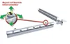 Diagram showing a magnetic height-adjustable component being attached to a metal rail system. Produktbild-Vorschau