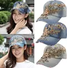 Frauenprägung Flower Denim Baseball Cap Sommer Strass Produktbild-Vorschau 3