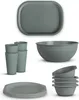 Set de vaisselle en plastique - réutilisable vert 14 pièces Voir les images du produit 1