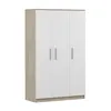 A three-door wardrobe with a wood-grain effect on the sides and white doors with silver handles, presented against a white background. Produktbild-Vorschau