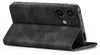 A black flip cover case for a smartphone is shown from a side angle, with the cover open. Produktbild-Vorschau