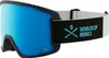 A pair of ski goggles with a blue lens and a black frame, shown from the side. Anteprima dell’immagine prodotto