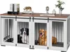 A double dog crate furniture piece with two dogs inside, placed on a white background. Anteprima dell’immagine prodotto
