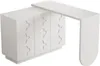 A white L-shaped desk with a cabinet base and a floating desktop. Podgląd zdjęcia produktu