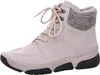 A single beige high-top sneaker boot with laces and a knit collar is shown against a white background. Anteprima dell’immagine prodotto