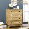 HOMCOM Commode 4 tiroirs meuble de rangement cannage en Voir les images du produit 3