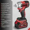 A cordless impact wrench with a specification list on the left. Podgląd zdjęcia produktu