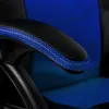 A close-up shot of the armrest of a blue and black office chair. Produktbild-Vorschau