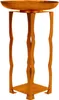 A wooden fire bowl stand with a large, shallow bowl on top, presented against a white background. Produktbild-Vorschau