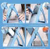 A collage of four images demonstrating how to assemble and use a vegetable slicer. Produktbild-Vorschau