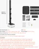 A black vacuum stand and its accessories are displayed against a white background, with text providing product details. Anteprima dell’immagine prodotto