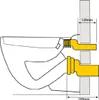 Diagram showing dimensions of a toilet connection set. Produktbild-Vorschau
