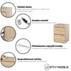 A collage of images illustrating features of a furniture item, specifically a nightstand. Voir les images du produit