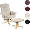 A cream-colored recliner chair with a matching ottoman on a white background, with color swatches on the right. Anteprima dell’immagine prodotto