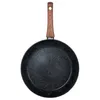A top-down view of a frying pan with a wooden handle against a white background. Produktbild-Vorschau