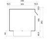 A technical drawing with dimensions for a wooden garden house or market stall. Náhľad obrázku produktu