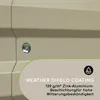 Close-up of a beige metal surface with a screw, overlaid with text and a logo. Produktbild-Vorschau