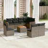 vidaXL 9-tlg. Garten-Sofagarnitur mit Kissen Grau Poly Produktbild-Vorschau 2