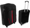 Two black suitcases with red accents, one standing upright and the other on its side with the handle extended. Náhled obrázku produktu