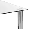 Close-up of a glass tabletop and a chrome table leg. Produktbild-Vorschau