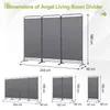 Diagrams showing the dimensions of different configurations of a room divider. Produktbild-Vorschau
