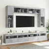 vidaXL Parete TV 8 pezzi con luci LED grigio cemento Anteprima dell’immagine prodotto 8