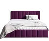 A purple upholstered bed with white bedding and decorative pillows. Produktbild-Vorschau
