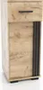 A tall, narrow cabinet with a drawer and a door, featuring a wood-grain finish and black accents. Produktbild-Vorschau