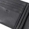 Close-up view of the interior of a black leather wallet, showing card slots and an RFID blocking logo. Produktbild-Vorschau